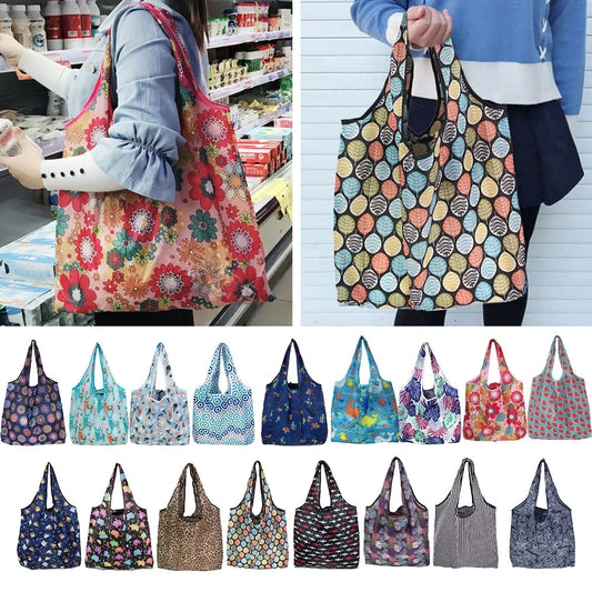 Large Foldable Reusable Shopping Tote Bag – Eco-Friendly Grocery & Beach Storage Shoulder Bag, Multi-Purpose Carry Pouch