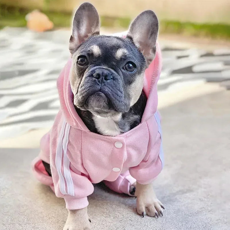 Adidog Dog Jumpsuit - Warm Hoodie Sweatshirt for Puppies, Pet Clothes for Yorkies and French Bulldogs, Stylish Coat Jacket