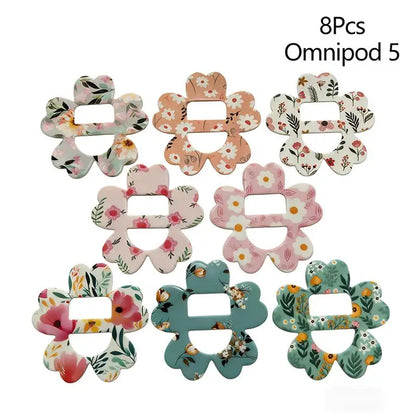 Blood Glucose Sensor Adhesive Patches - Invisible Sensor Fixing Stickers in 5 or 8-Piece Sets, Wildflower Designs