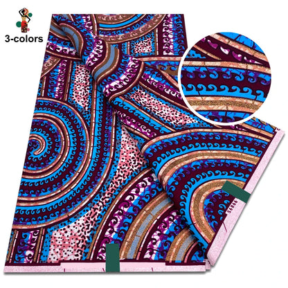 African Gold Print Wax Fabric - 100% Cotton Soft Nigerian Ankara Batik Pagne Material