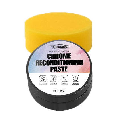 Automotive Chrome Repair Paste – Oxidized Chrome Trim & Badge Restorer with Application Sponge