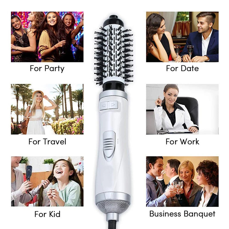 Negative Ionic 3-in-1 Hair Dryer Brush – Hot Air Straightening Comb & Curling Iron Multifunctional Styling Tool