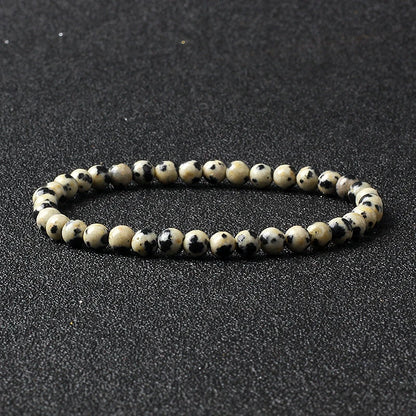 4mm Natural Stone Bead Stretch Bracelet for Men & Women – Agate Lava Handmade Reiki Crystal Jewelry