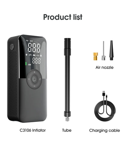 CARSUN Digital Cordless Tire Inflator – Rechargeable Portable Air Pump for Car, Motorcycle, Bicycle & Balls
