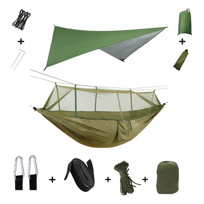Camping Hammock with Mosquito Net - Waterproof Portable Outdoor Sleeping Shelter for Hiking & Travel