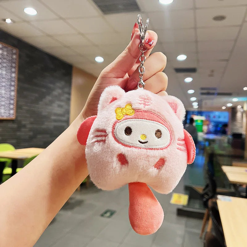 Sanrio Plush Doll Keychain Set – Melody, Cinnamoroll & Pochacco Cute Bag Pendant Gifts for Kids