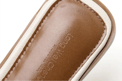 Women’s Flat Slippers — Summer Leather Square Toe Flats, Designer Slides & Luxury Sandals
