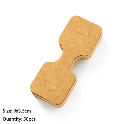 50PCS Blank Jewelry Display Cards — Foldable Adhesive Price Tag Holders for Necklaces & Bracelets, Small Business Packaging Supplies