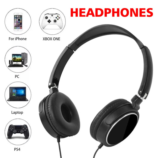 3.5mm & Type-C Wired Headphones - Foldable Stereo Headset with Bass & Noise Cancellation