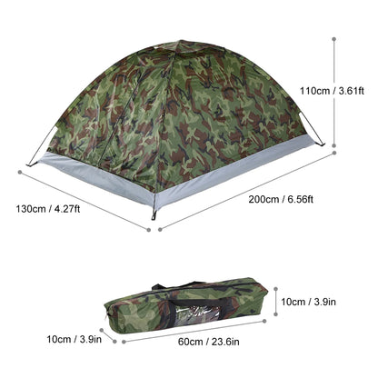 Waterproof Camping Tent: Windproof UV Sunshade Canopy for 1/2 Person - Single Layer Outdoor Portable Camouflage Tent Equipment