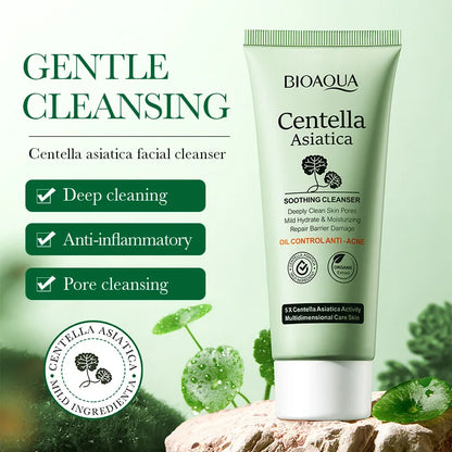 BIOAQUA Centella Asiatica Facial Cleanser - Moisturizing Oil-Control Foaming Face Wash for Daily Skin Care