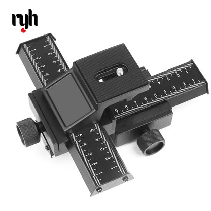 RYH 4-Way Macro Focusing Rail Slider - Adjustable Close-Up Tripod Head with 1/4" Screw for Canon, Sony, Nikon & Pentax DSLR Cameras