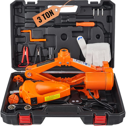 SucceBuy 3T Electric Car Jack – Portable 12V Scissor Jack with Electric Impact Wrench for SUV & Truck Tire Changes