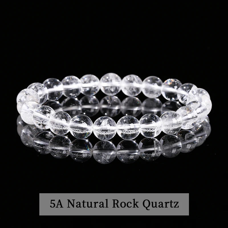 Natural Stone Beaded Bracelet - Obsidian, Fluorite & Quartz Healing Stretch Jewelry for Men & Women