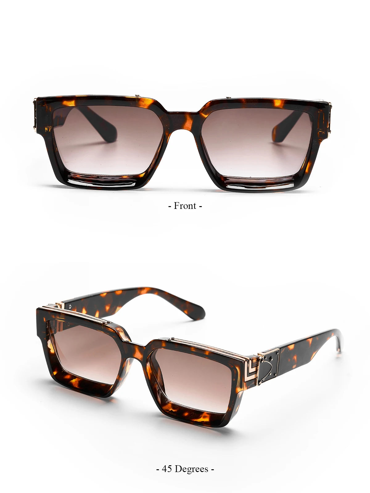 Ruiao Retro Black Millionaire Sunglasses – Luxury Square Designer Shades for Men & Women (2024)