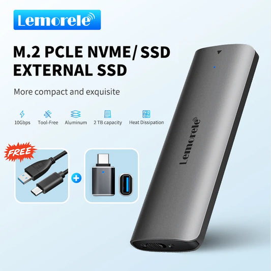 Lemorele SD1L M.2 NVMe SSD Enclosure – 10Gbps PCIe USB 3.1 Gen2 Type-C Adapter, M/B Key Solid State Drive Case
