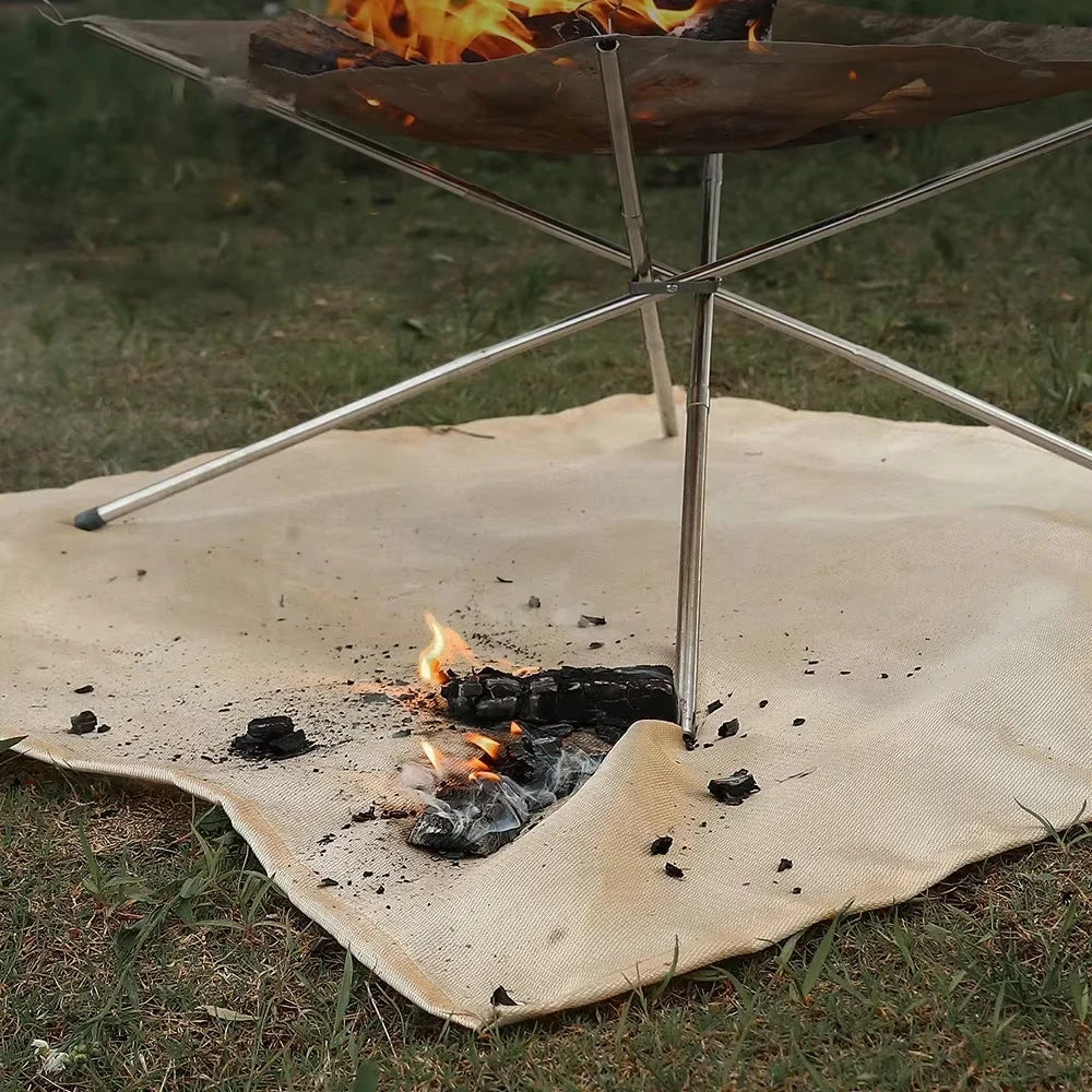 Outdoor Camping & BBQ Fire Protection Mat – High-Temperature Iron Fire Retardant Carpet for Picnic, Barbecue & Indoor Use