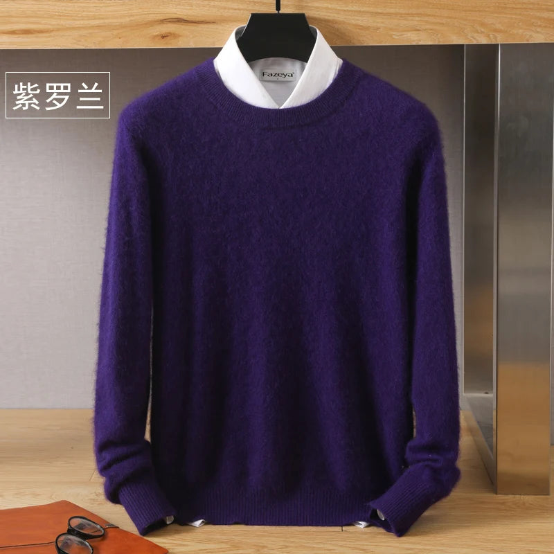 Men's Pure Mink Cashmere Sweater - Luxury O-Neck Long Sleeve Knit Pullover For Autumn & Winter Fashion