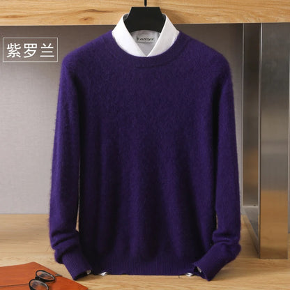 Men's Pure Mink Cashmere Sweater - Luxury O-Neck Long Sleeve Knit Pullover For Autumn & Winter Fashion