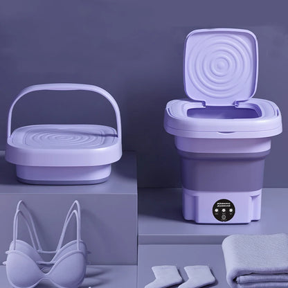 8L Portable Small Foldable Washing Machine with Spin Dryer - Ideal for Socks, Underwear, Panties, Household Mini Washer