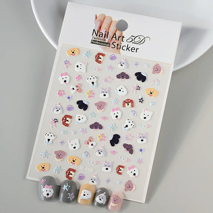 5D Macaron Nail Stickers - Embossed Flower, Fruit, Bear & Rabbit Charms for Summer DIY Manicure Decoration