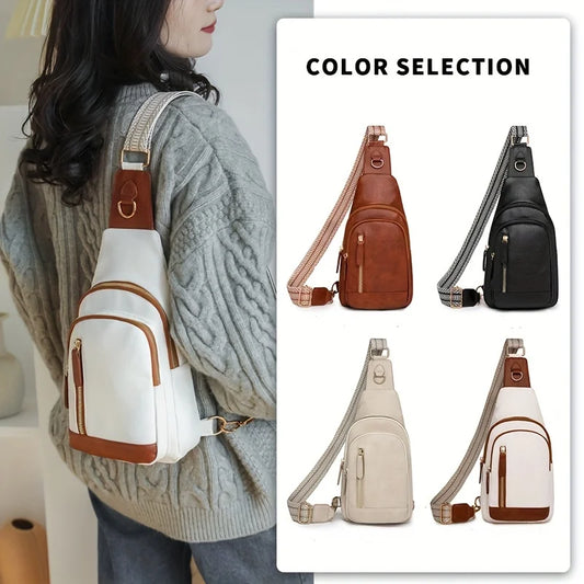 PU Women’s Chest Bag – Single Shoulder Crossbody Backpack with Large Capacity for Girls