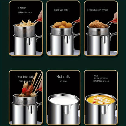Stainless Steel Fry Basket – Small Tempura & Deep Fry Pot for French Fries & Chicken