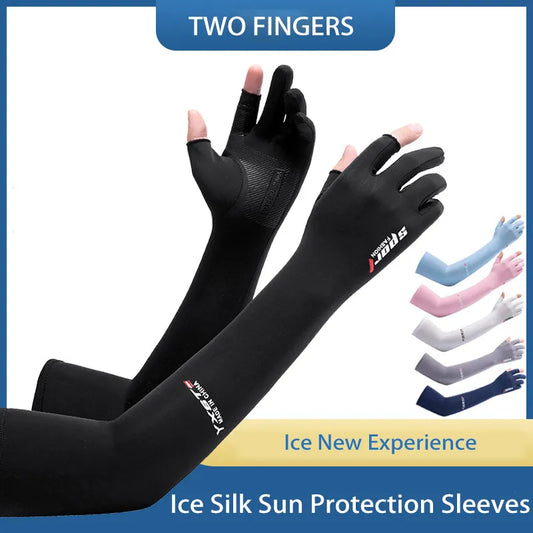 UV Solar Arm Sleeves - Men's Cycling Gloves Hand Long Sleeves, Summer Women's Cool Muff Sun Protection for Motorcyclists and Drivers