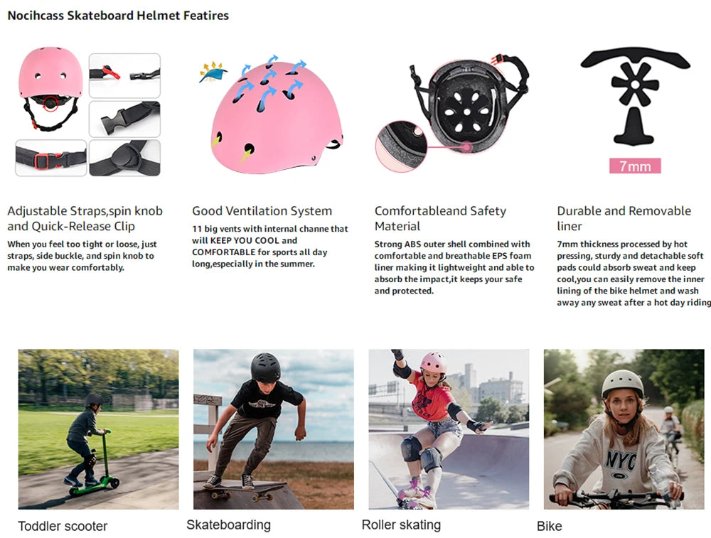 Skateboard Helmet for Adults & Kids – Skate Helmet for Youth, Adult Skateboarding & Scooter Safety Helmet for Skating