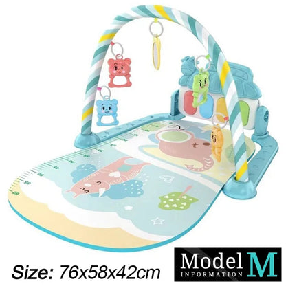 Baby Fitness Play Gym - Newborn Piano Activity Mat with Music, Crawling Blanket & Early Education Toys 0-36 Months