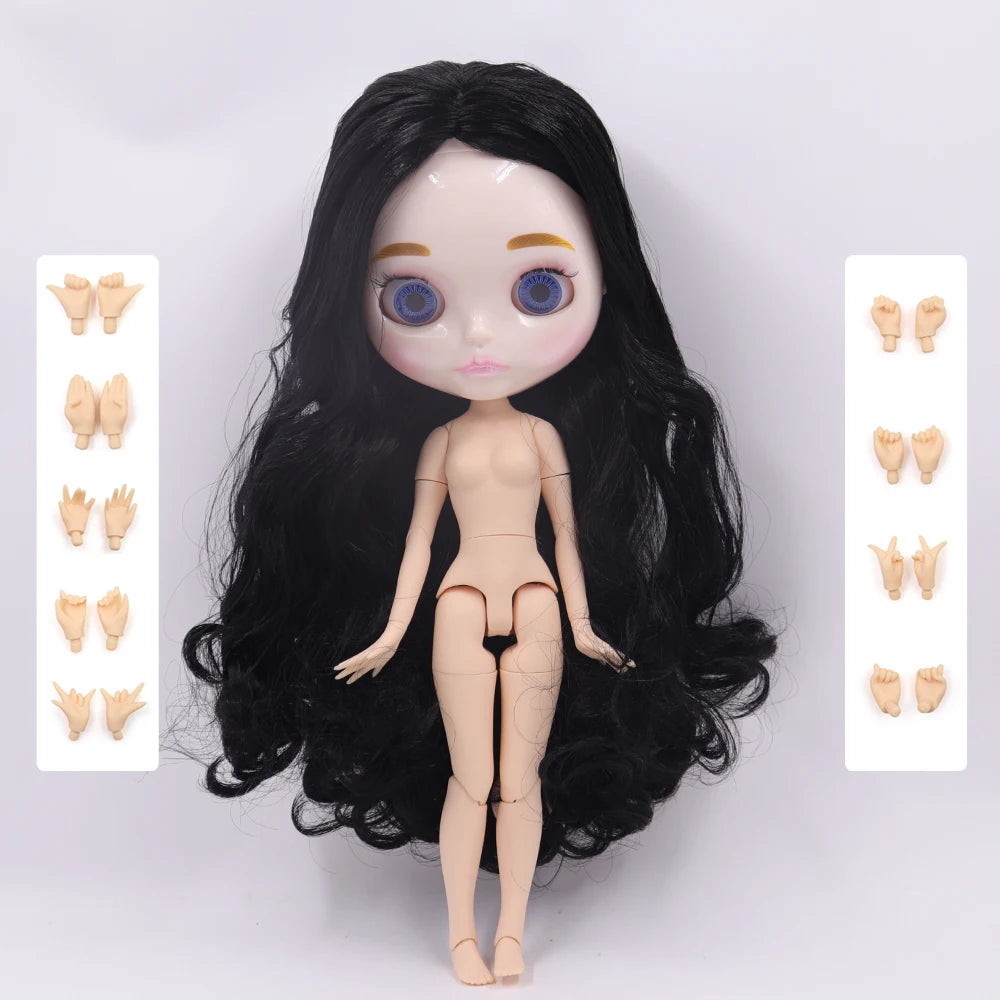 ICY DBS Blythe Doll 1/6 Joint Body 30cm BJD – Shiny Face with Extra Hands, DIY Fashion Doll Gift