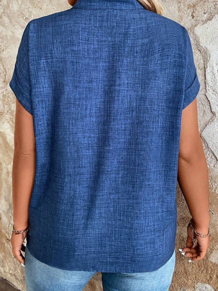 Women’s V-Neck Batwing Sleeve Top - Stylish Spring & Summer Elegant Casual Blouse