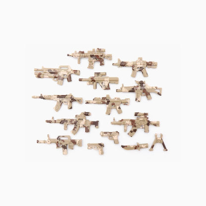 Military Building Blocks Soldier Set - Tactical Weapons Figures with Gatling Gun, Rifle, Mortar & Accessories Toy Kit