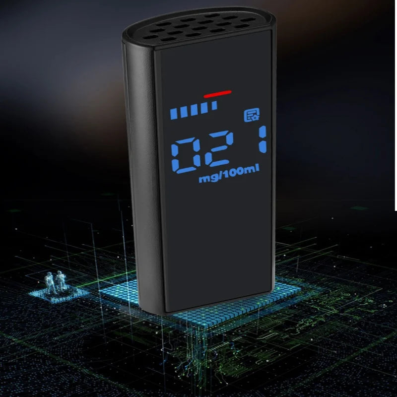Digital Breathalyzer Alcohol Tester - Black Rechargeable Breath Alcohol Testing Device with LCD Display for Home Use