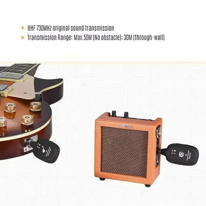 Miwayer A8 Wireless Guitar System - Rechargeable Transmitter and Receiver for Electric Guitar and Bass