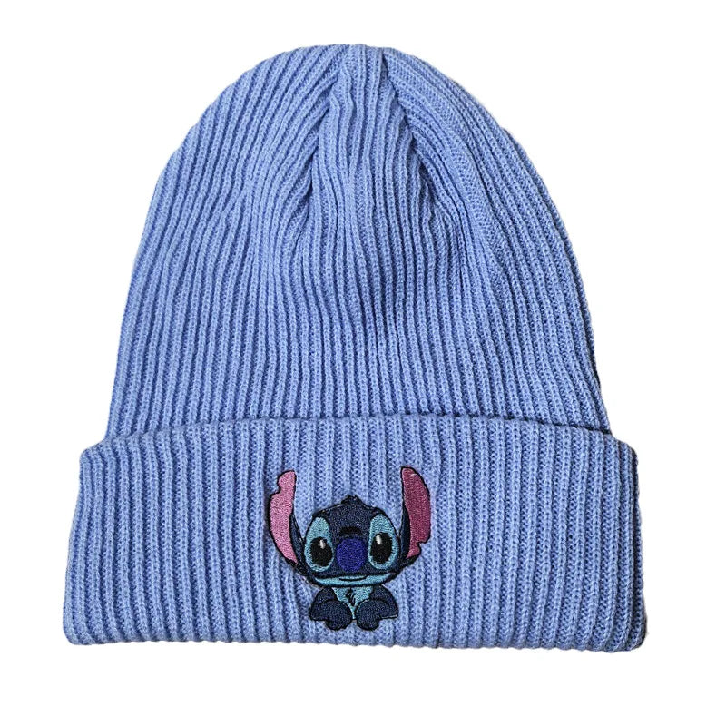 Cartoon Embroidered Knit Beanie Hat – Cute Unisex Stretchy Thermal Cap for Adults & Kids, Perfect Christmas Gift
