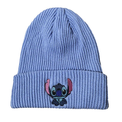 Cartoon Embroidered Knit Beanie Hat – Cute Unisex Stretchy Thermal Cap for Adults & Kids, Perfect Christmas Gift