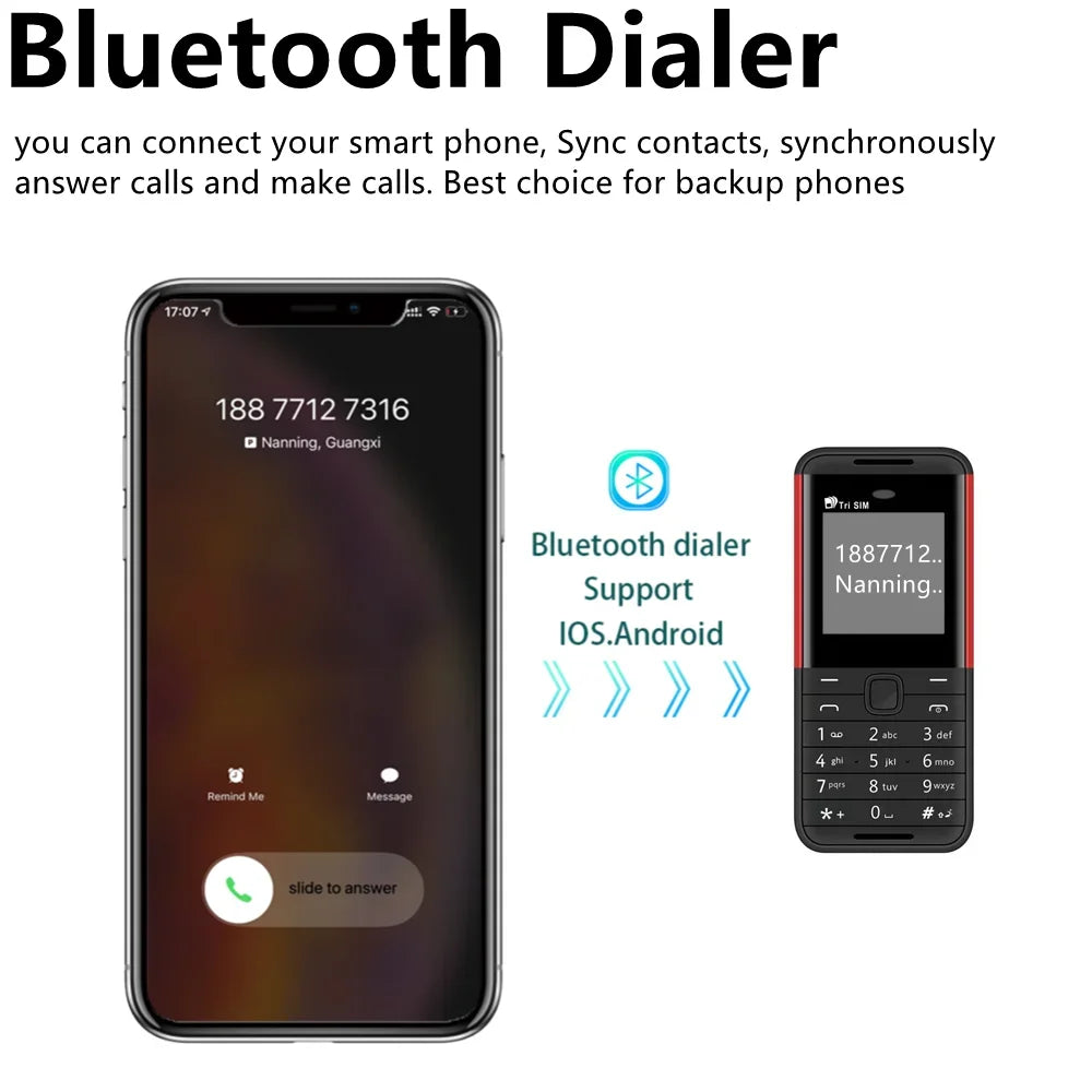 SERVO BM5310 Mini Mobile Phone — 3 SIM Card, 3-Standby, Auto Call Recorder, Bluetooth, Speed Dial & Magic Voice, 1.3" Compact Phone