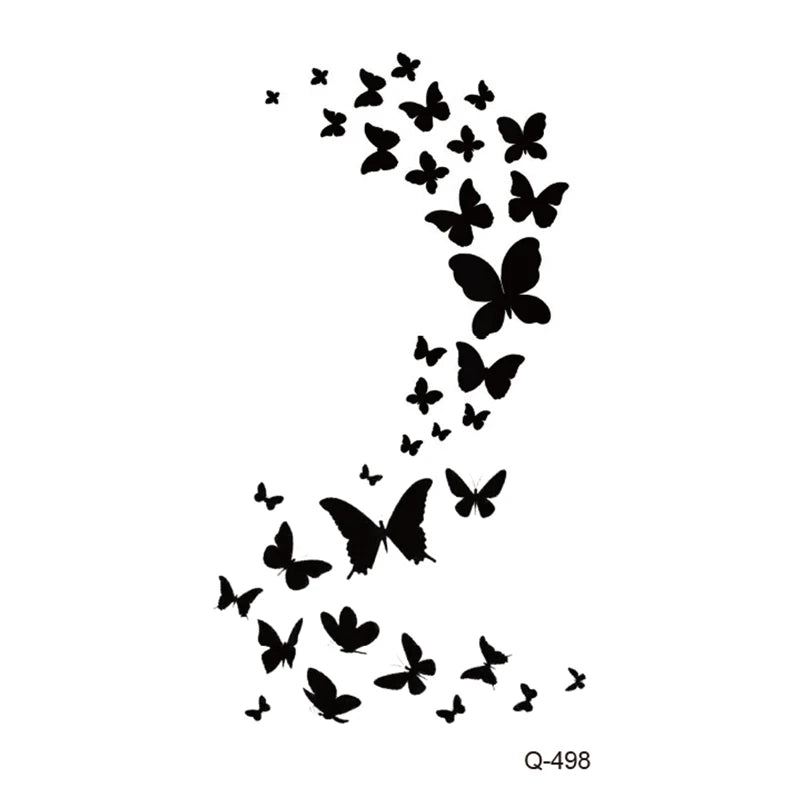 Waterproof Temporary Tattoo Stickers - Mini Black Rose, Butterfly, Arrow, Flower, Wings, Maori, and Snake Designs for Wrist and Neck