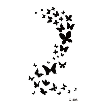 Waterproof Temporary Tattoo Stickers - Mini Black Rose, Butterfly, Arrow, Flower, Wings, Maori, and Snake Designs for Wrist and Neck