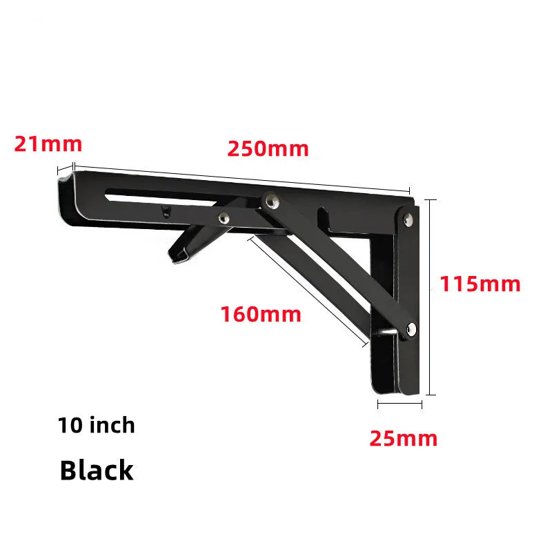 2pcs Heavy Duty Stainless Steel Folding Shelf Brackets | Collapsible Wall-Mounted L-Table Hinges for Bench & Table with Screws