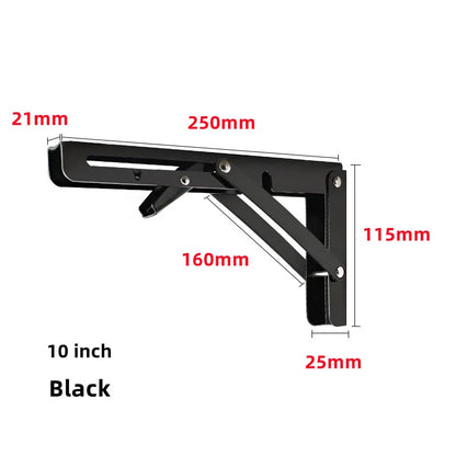 2pcs Heavy Duty Stainless Steel Folding Shelf Brackets | Collapsible Wall-Mounted L-Table Hinges for Bench & Table with Screws