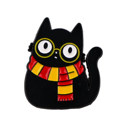 Cute Black Cat Enamel Pin – Animal Brooch Lapel Pin for Backpack, Clothing, Witch Jewelry & Halloween Gifts