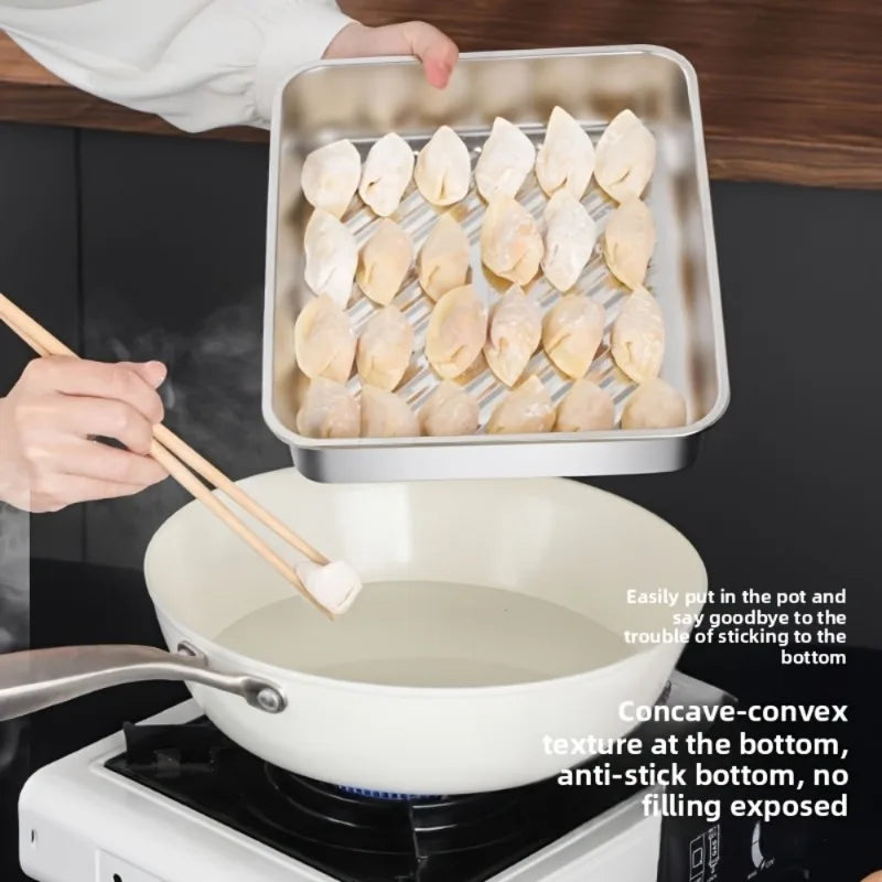 Stainless Steel Baking Trays 3-Piece Set - Non-Stick Roasting Pans with Lids for Meat, Vegetables & Baking