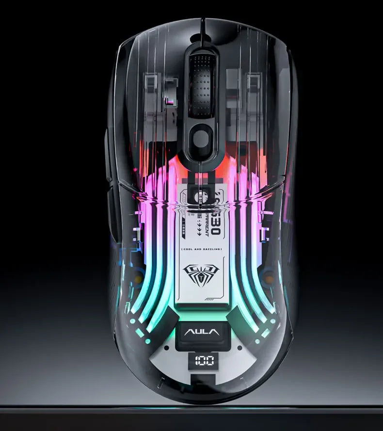 Aula SC630 Custom Gaming Mouse – 3-Mode 2.4G/Bluetooth/USB with Charging Base, Energy-Saving Esports Mouse for PC