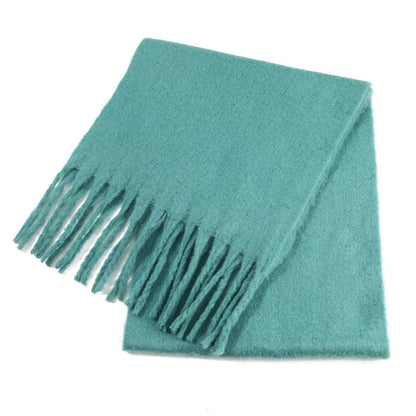 Luxury Cashmere Scarf for Women - Thickened Warm Shawl with Classic Tassels, Soft Solid Color Wrap for Autumn and Winter