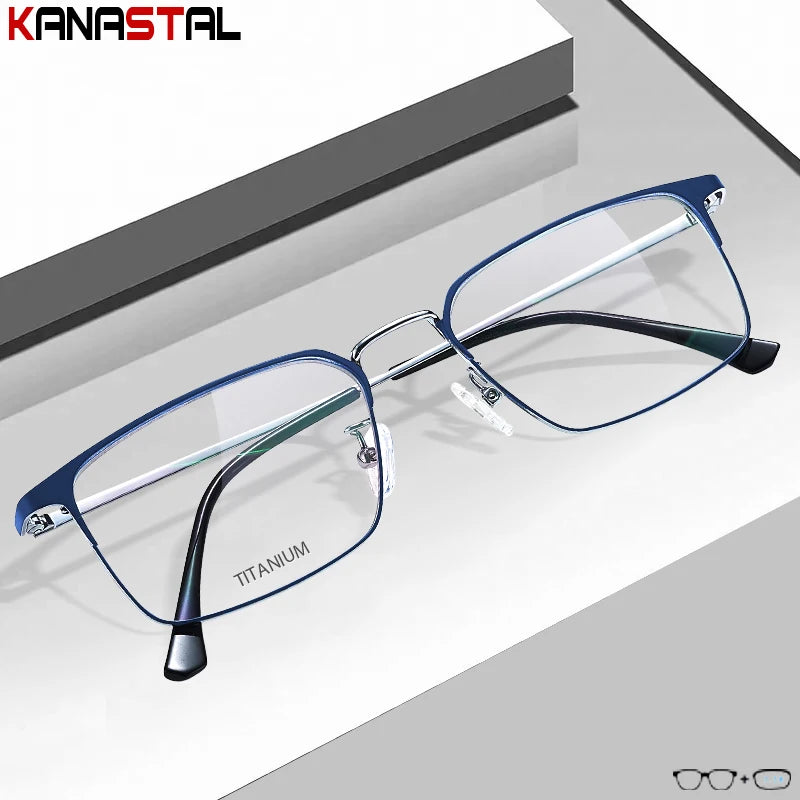 Prescription Titanium Eyeglasses - Blue Light Blocking Reading Glasses for Men & Women Myopia Optical Frames
