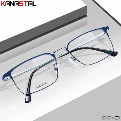 Prescription Titanium Eyeglasses - Blue Light Blocking Reading Glasses for Men & Women Myopia Optical Frames