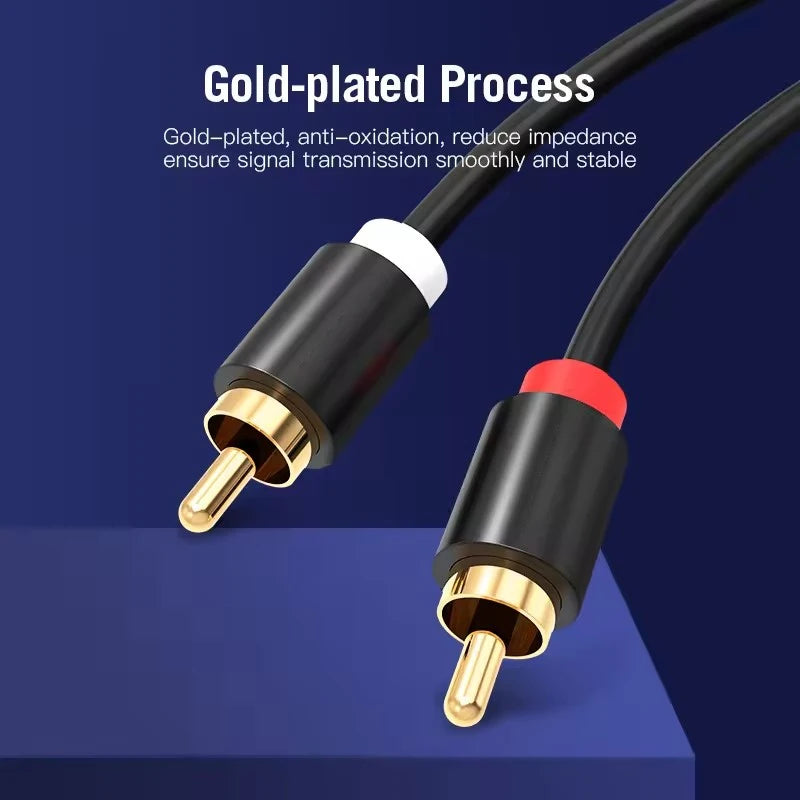 Dual RCA Male to Male Audio Cable HiFi Stereo Gold-Plated 2RCA to 2RCA Cord for HDTV, Home Theater, DVD & Amplifier Systems