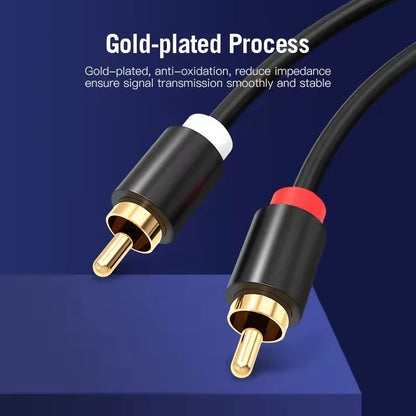 Dual RCA Male to Male Audio Cable HiFi Stereo Gold-Plated 2RCA to 2RCA Cord for HDTV, Home Theater, DVD & Amplifier Systems